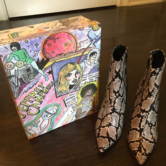 Jeffrey Campbell Raven Grey Black Python boots S 9 - Picture 5 of 6